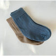 Cotton crew socks - latte & sky blue